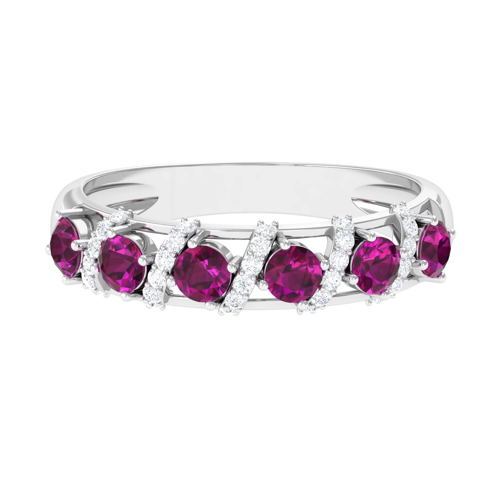 1 CT Designer Rhodolite Anniversary Ring with Diamond Accent