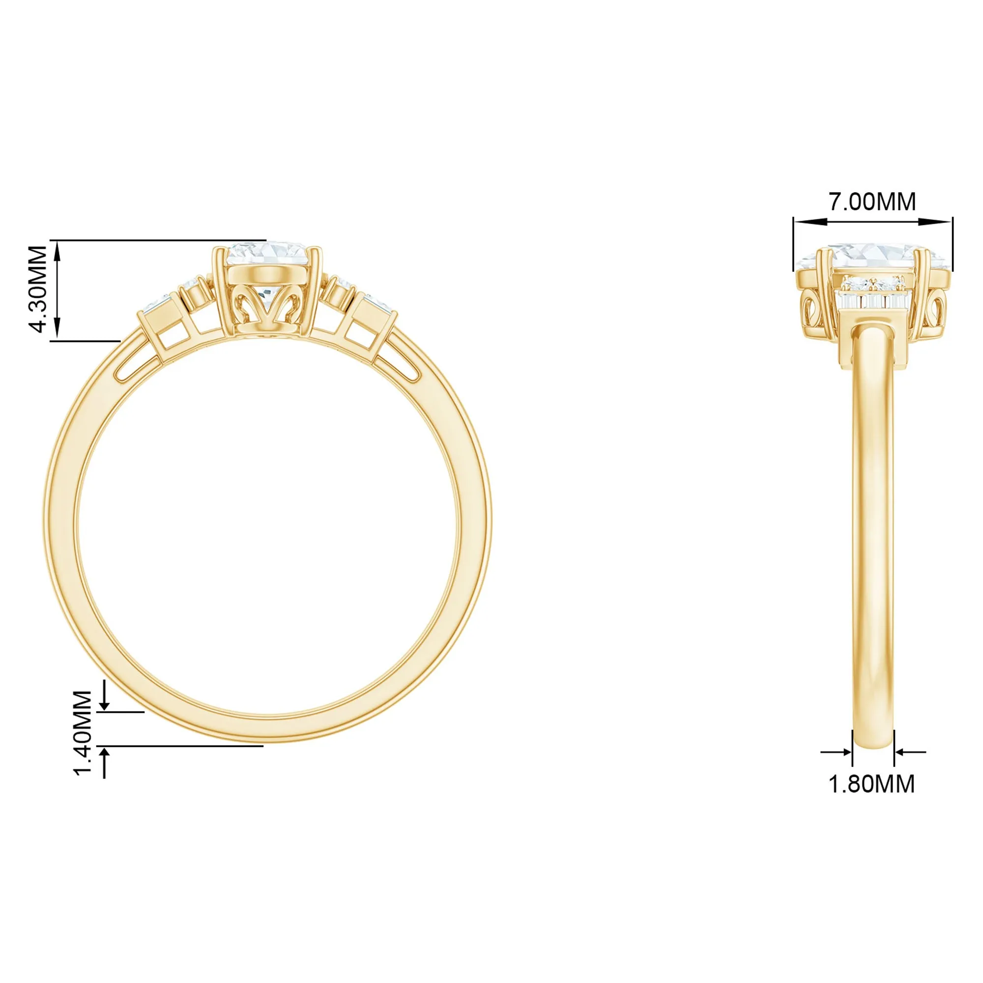 1.25 CT Classic Oval Cut Moissanite Engagement Ring in Gold