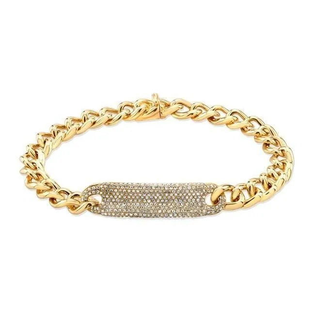 14K Rose Gold Diamond Plate Curb Link Bracelet