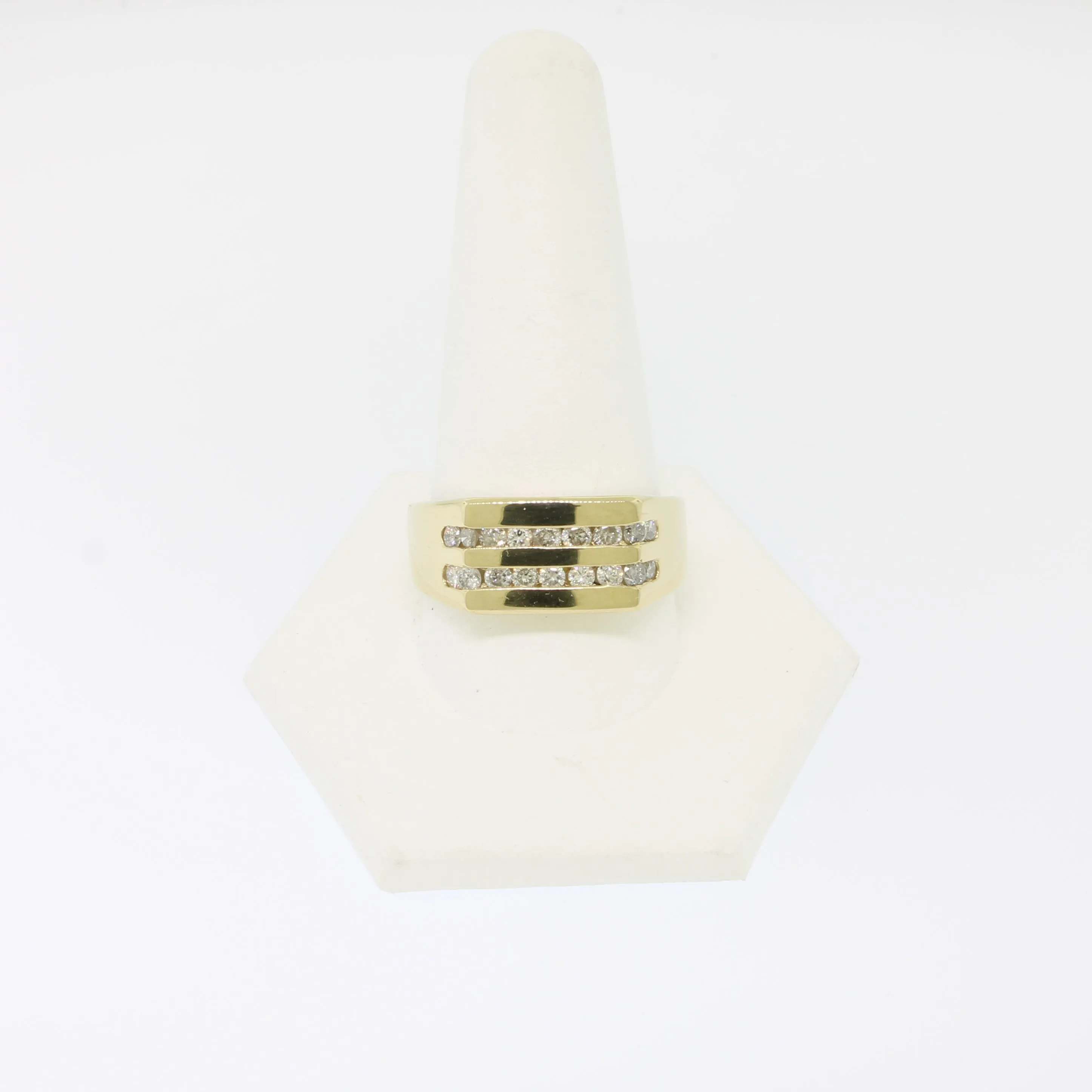 14K Yellow Gold 2 Row Gentlemen's Diamond Ring (1 CTW) (Size 12.5) (Estate)