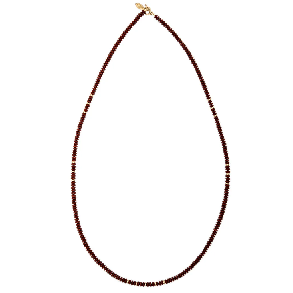 17 GOLD BEADS   RED JASPER BEADED NECKLACE