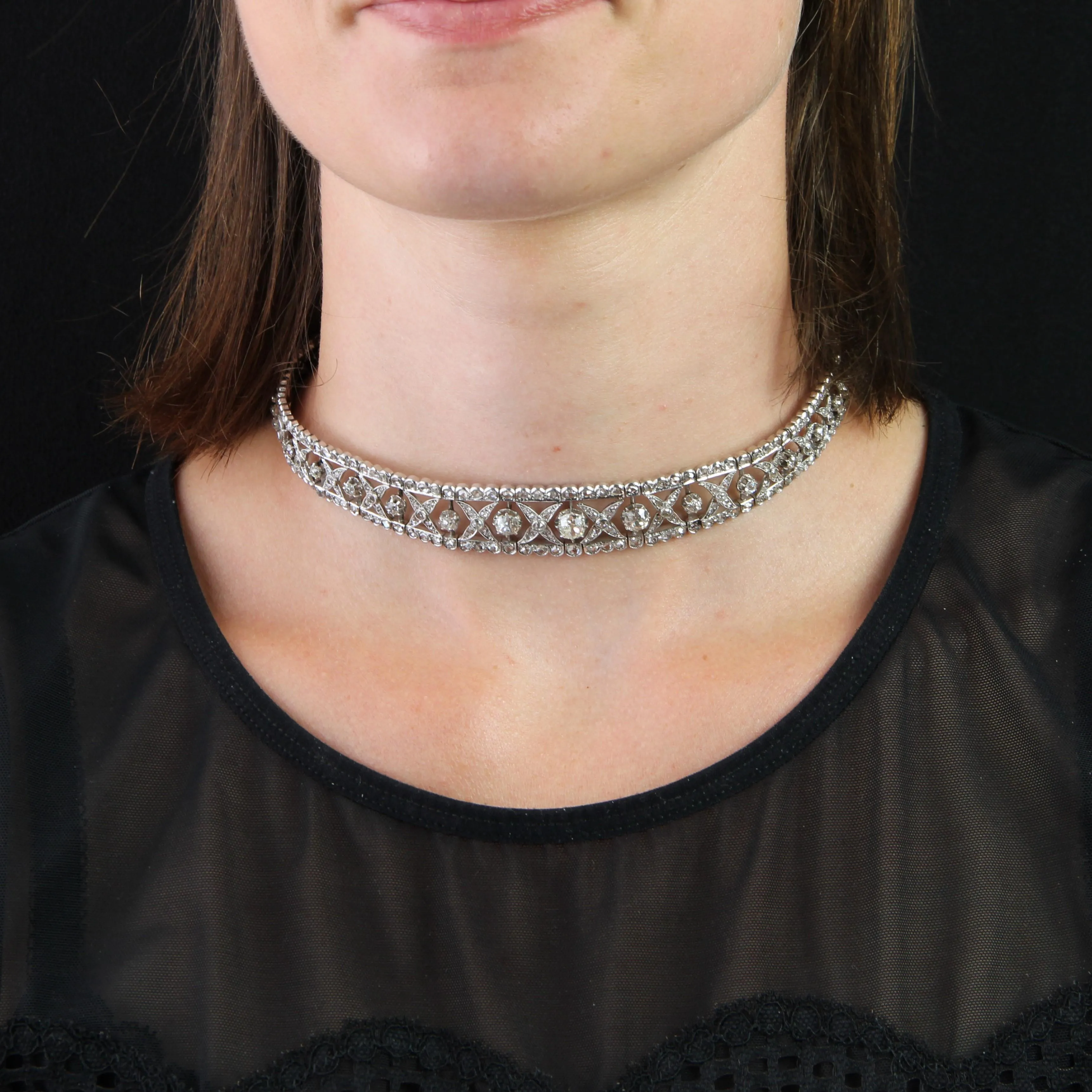 20th Century Diamonds 18 Karat White Gold Platinum Transformation Necklace