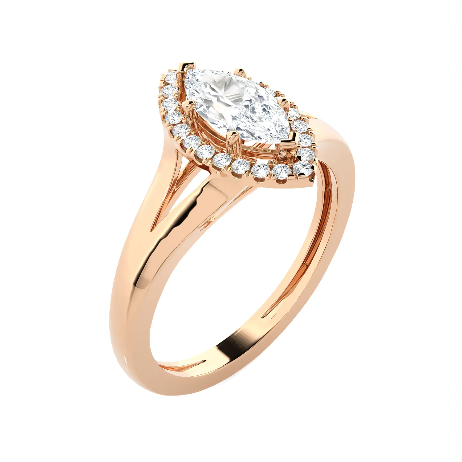 7/8 ctw Marquise Lab Grown Diamond Halo Engagement Ring