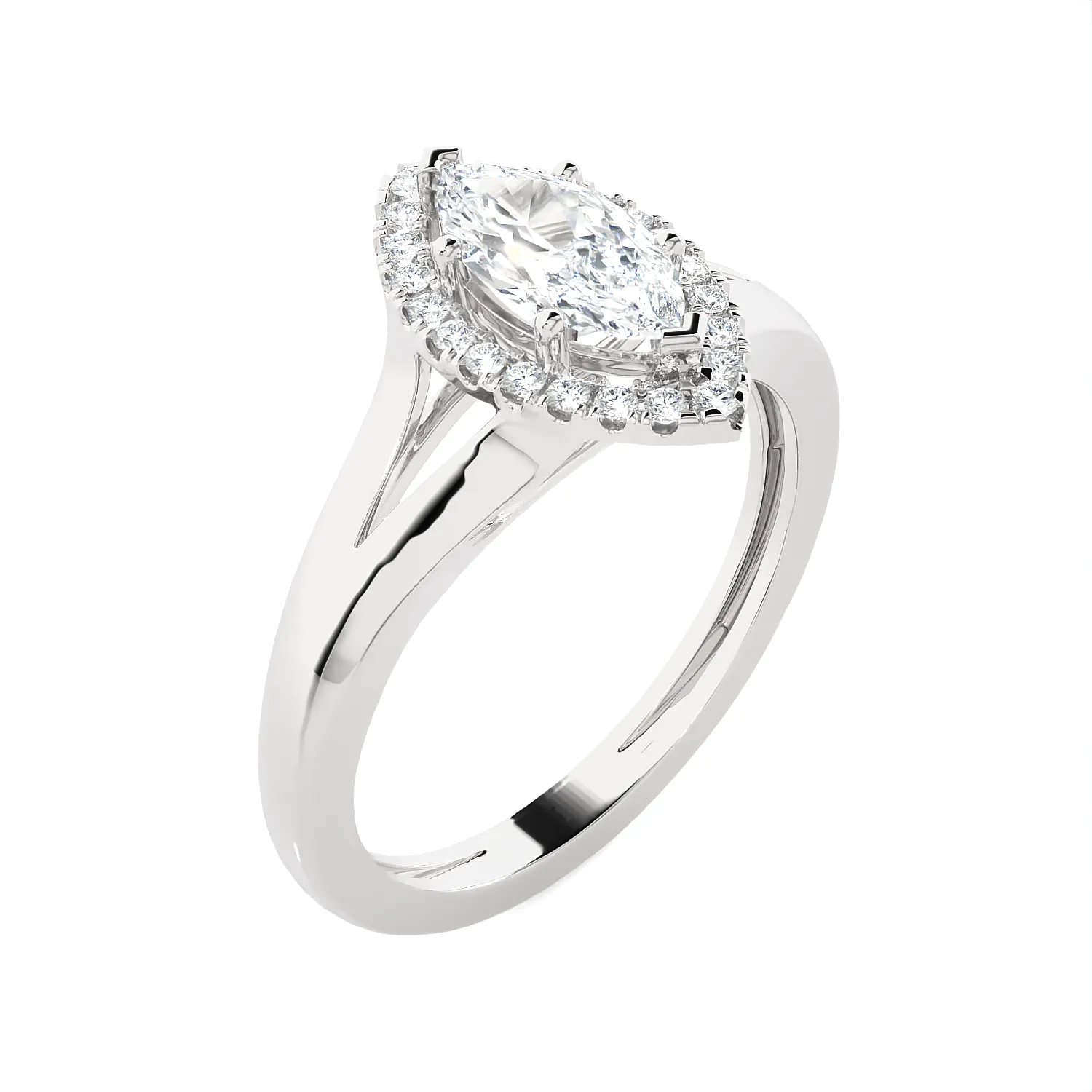 7/8 ctw Marquise Lab Grown Diamond Halo Engagement Ring