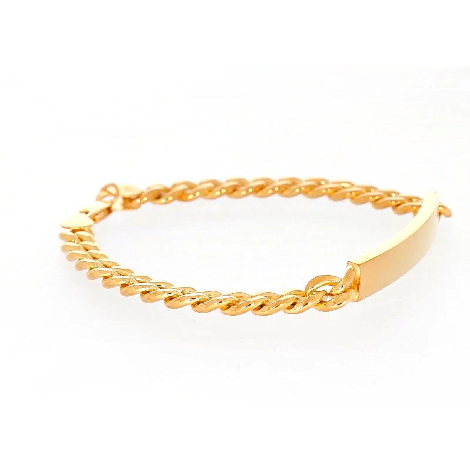 9ct Yellow Gold Silver Filled 21cm Curb Bracelet with ID Bar