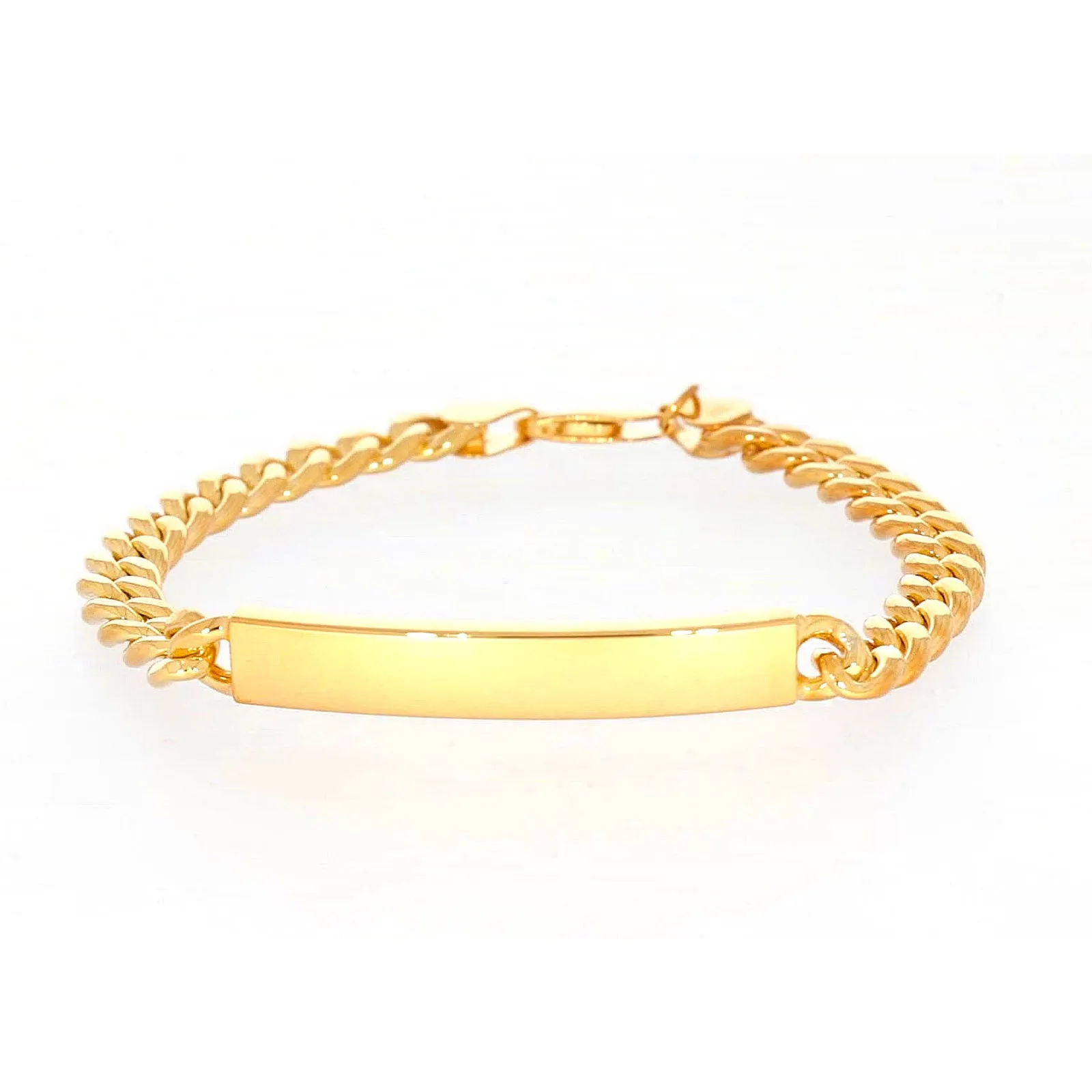 9ct Yellow Gold Silver Filled 21cm Curb Bracelet with ID Bar