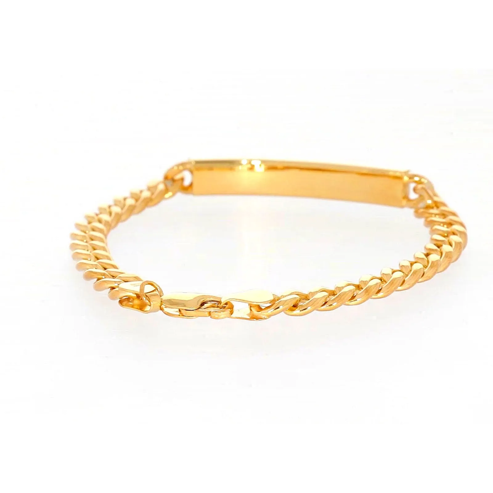 9ct Yellow Gold Silver Filled 21cm Curb Bracelet with ID Bar