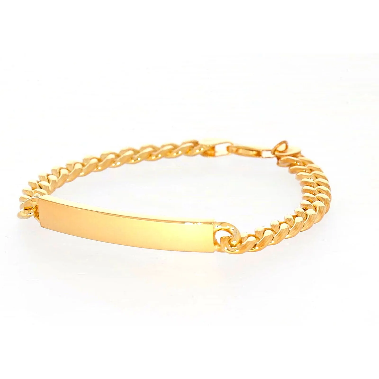 9ct Yellow Gold Silver Filled 21cm Curb Bracelet with ID Bar