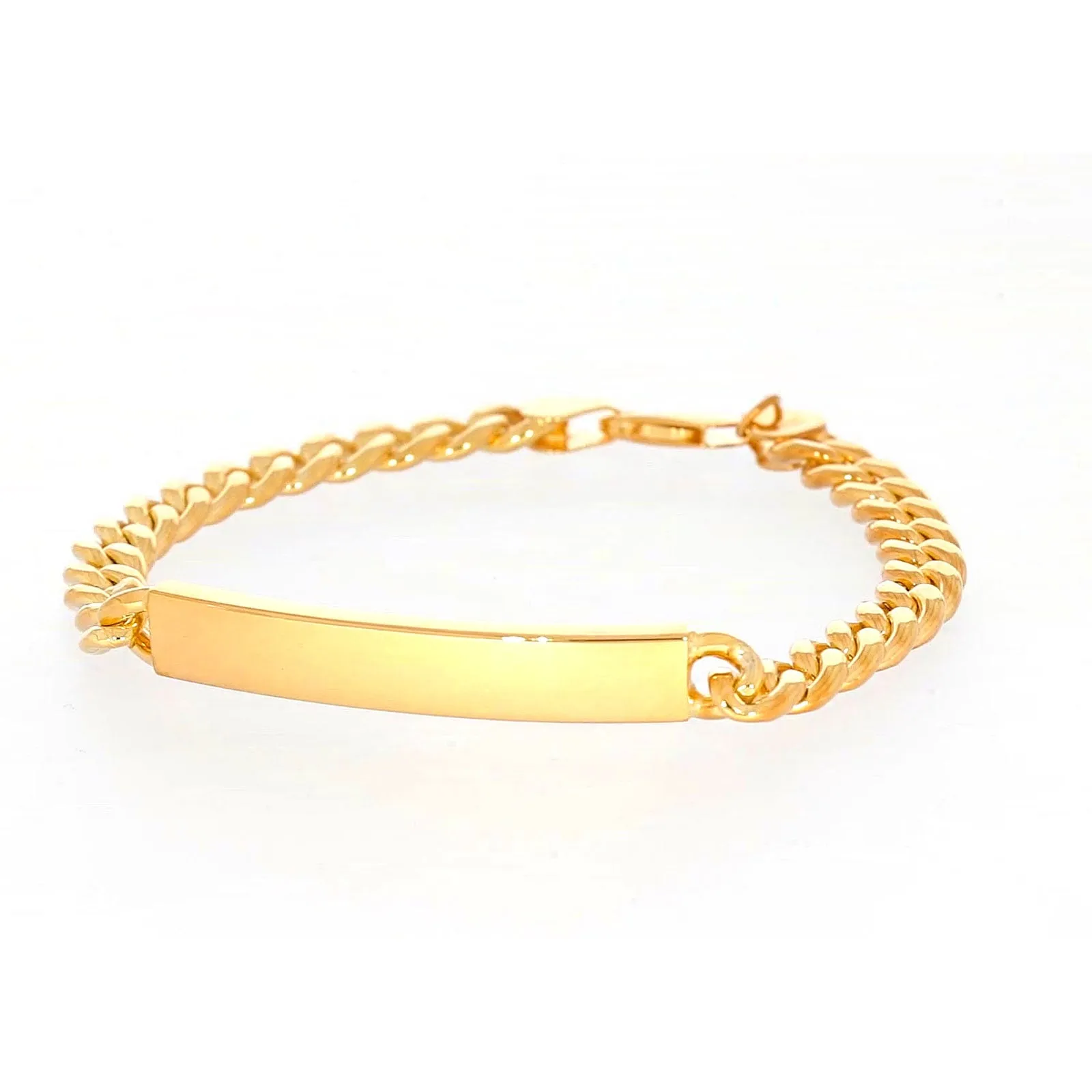 9ct Yellow Gold Silver Filled 21cm Curb Bracelet with ID Bar