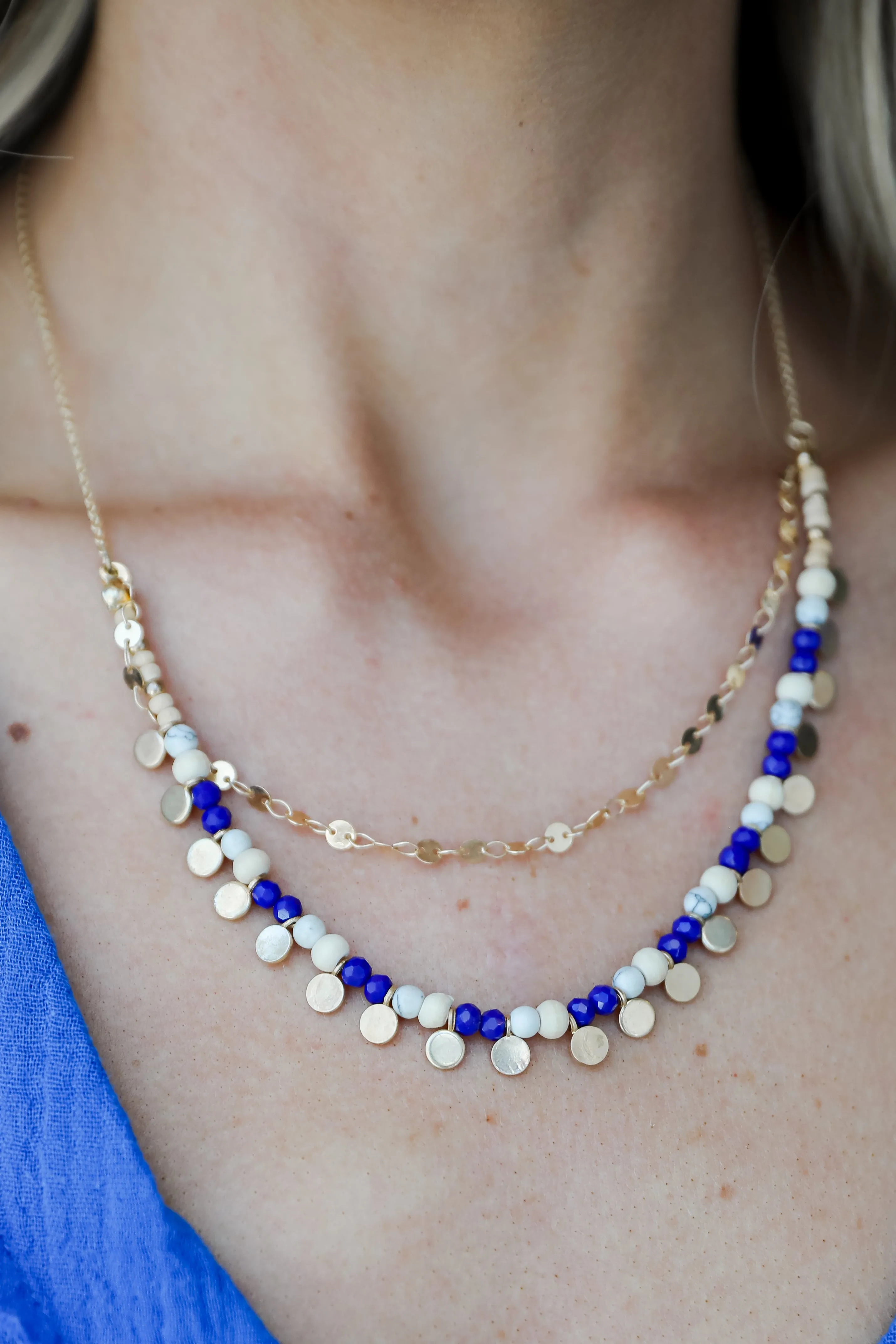 Aspen Blue Beaded Layered Necklace