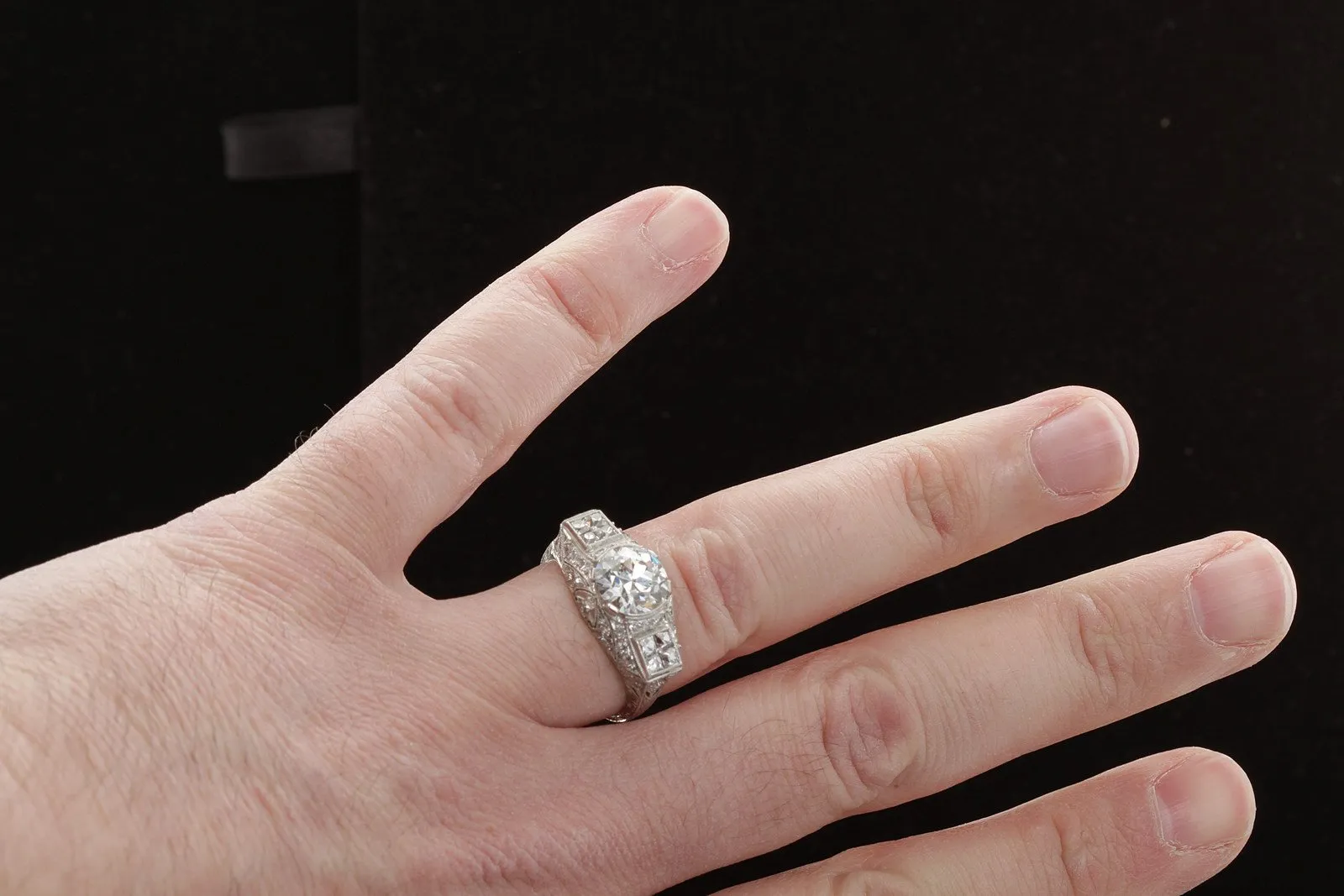 DANIELLE Art Deco 2.25 Carat Old European Cut Diamond Platinum Ring