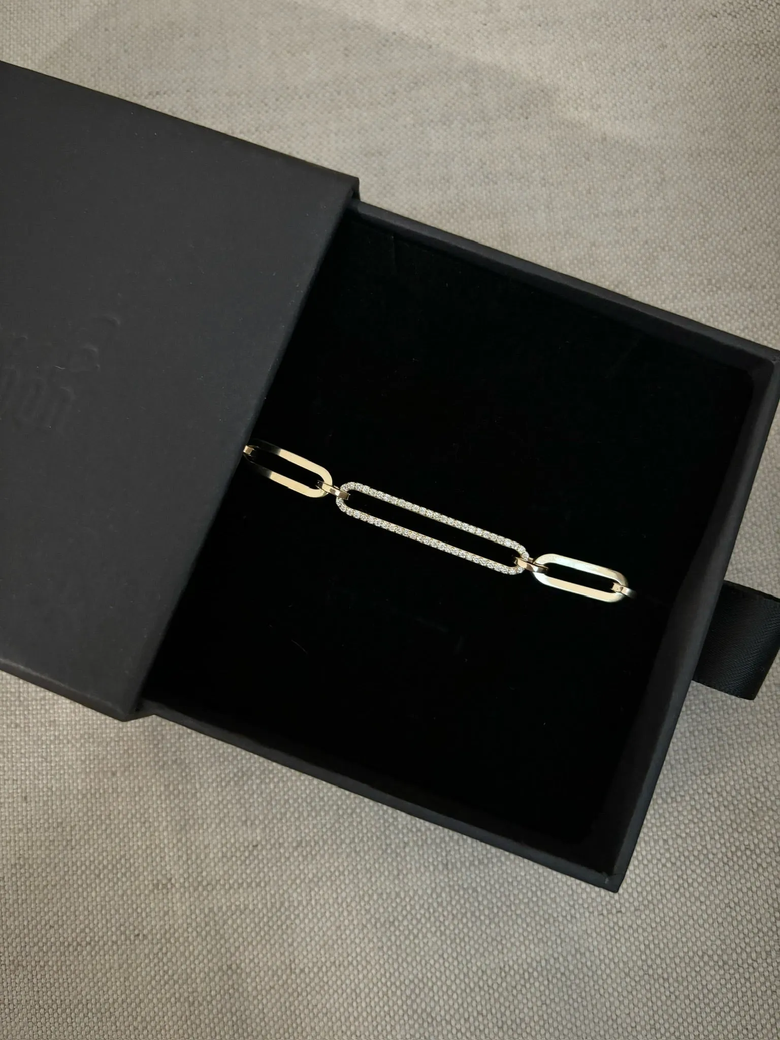 Elongated Diamond Link Paperclip Bracelet