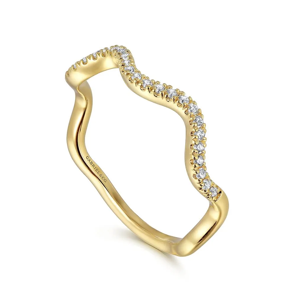 Gabriel & Co. 14K Yellow Gold Diamond Wave Stackable Ring