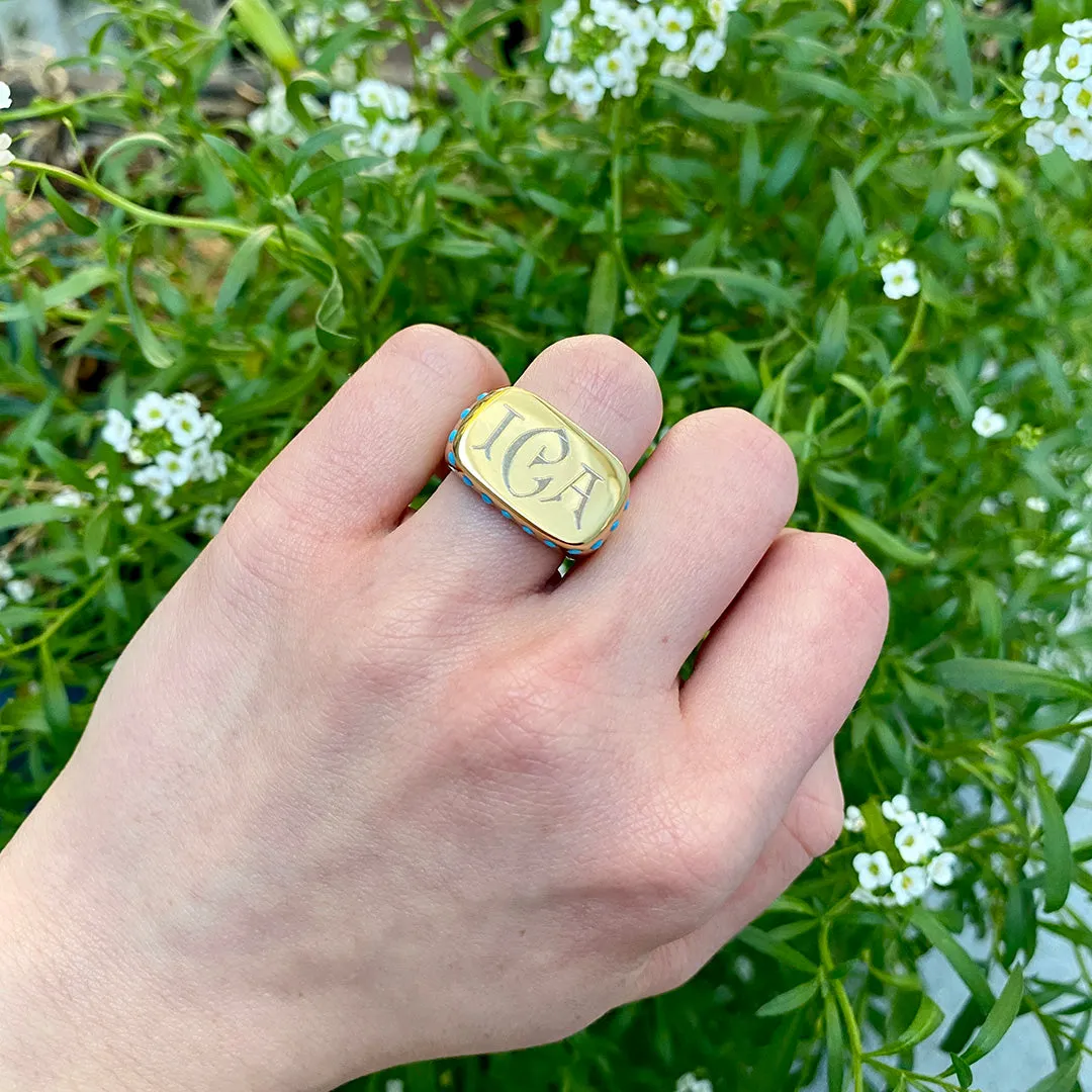 Goldbug Turquoise Signet Ring