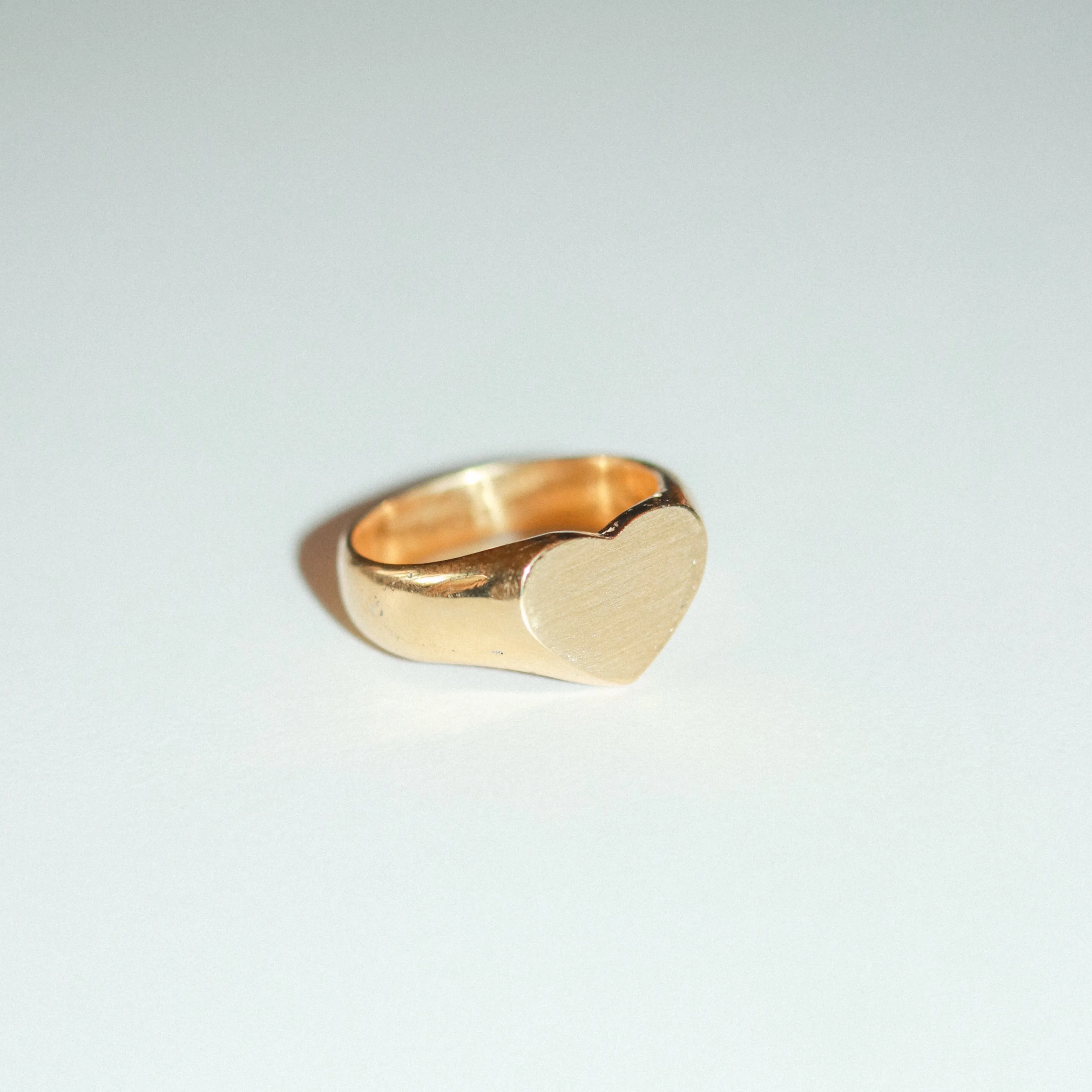 Heart Signet Ring, Solid 14k Gold