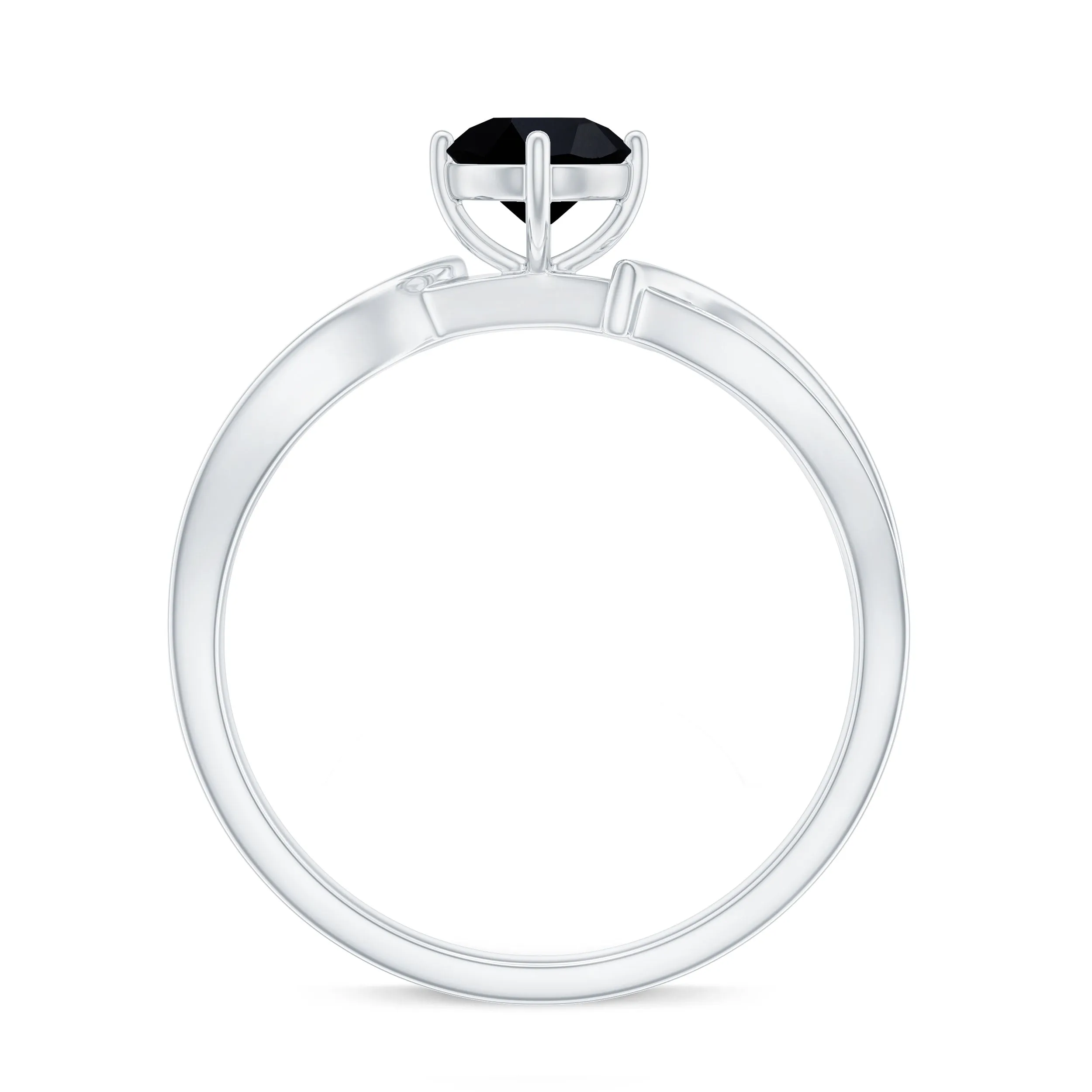 Infinity Shank Round Black Diamond and Diamond Solitaire Engagement Ring