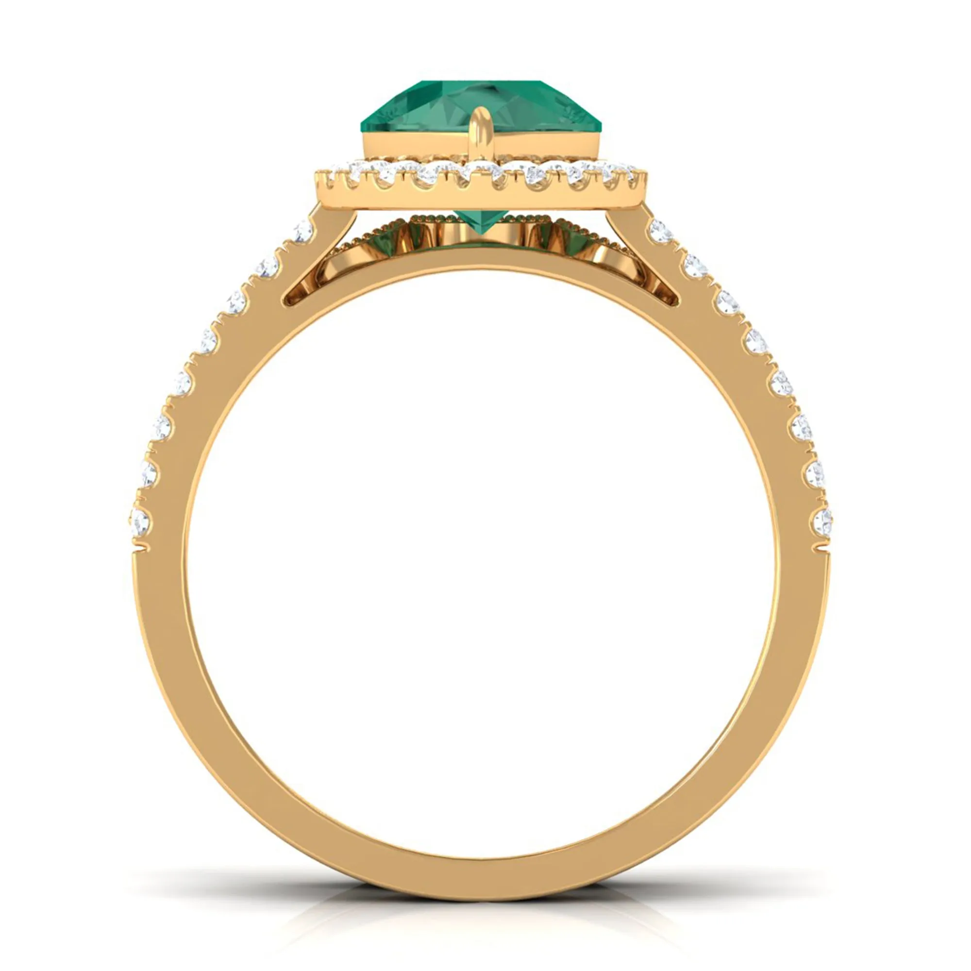 Lab Grown Green Sapphire Teardrop Engagement Ring Set