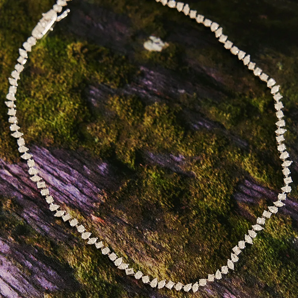 Lab Grown Multi Shape Diamond Tennis Necklace