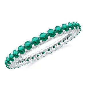 Minimal Lab Grown Emerald and Diamond Full Eternity Ring