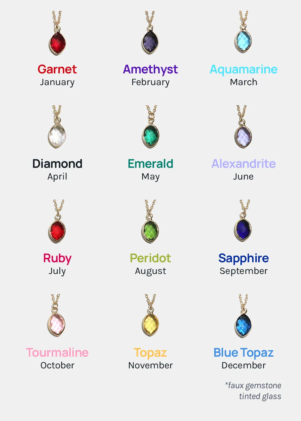 Miss A Birthstone Necklace - Oval