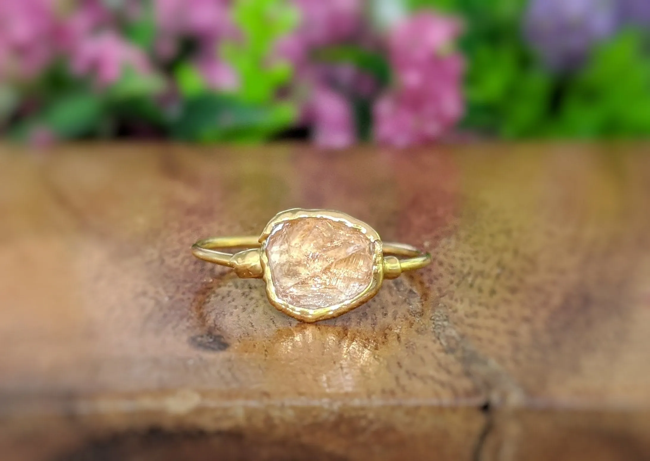 Raw Hessonite Garnet ring