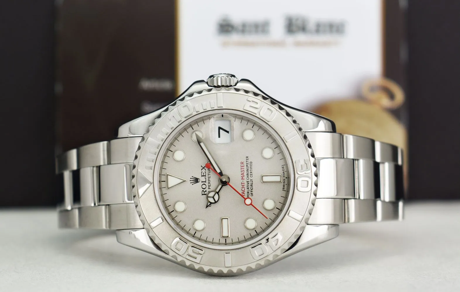 ROLEX Rehaut Midsize Platinum & Stainless Steel Yachmaster Model 168622