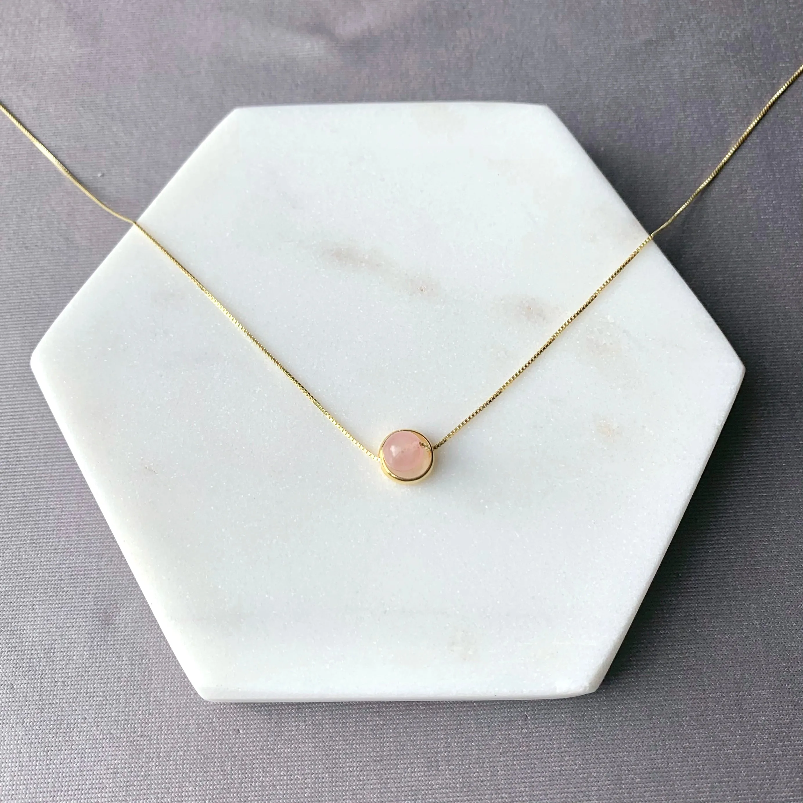 Rose Quartz Minimalist Sterling Silver Necklace