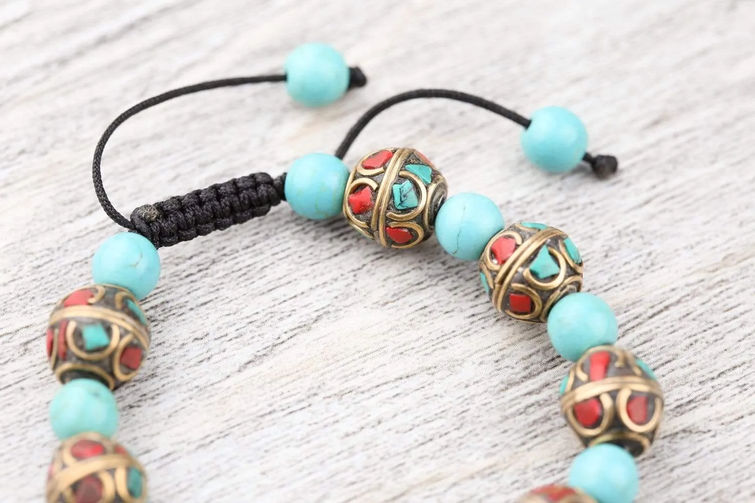Traditional Tibetan Turquoise Bead Bracelet